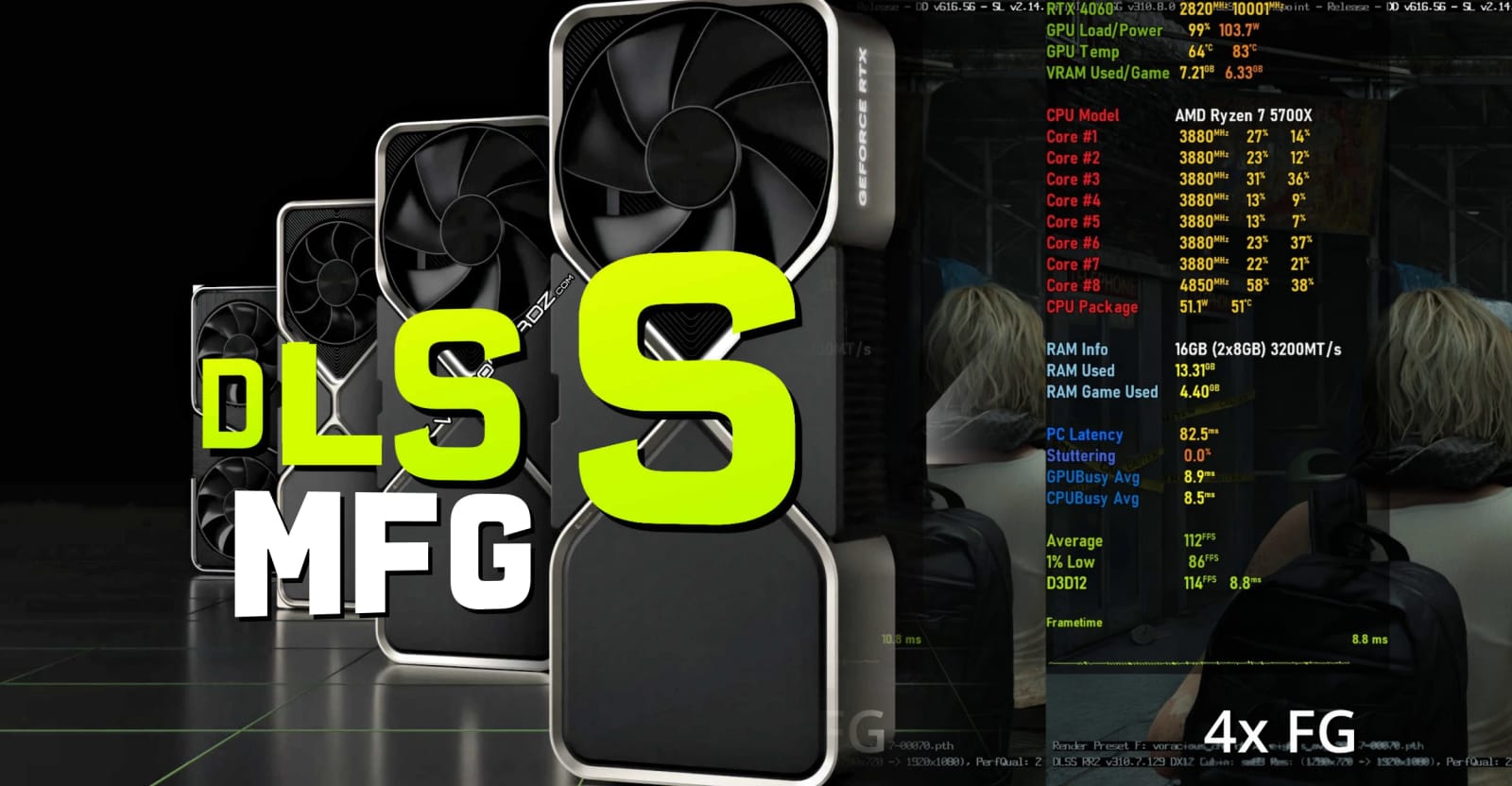 RTX 40 开启 DLSS 多帧生成的测试画面